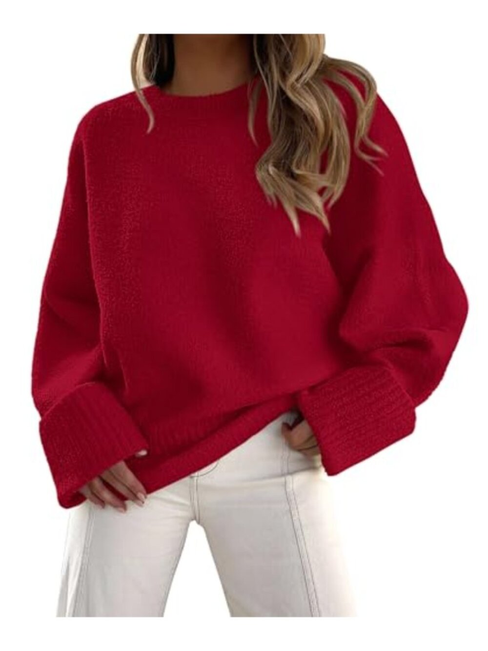 Cozy Oversized Fuzzy Crewneck Pullover Sweater Long Sleeve